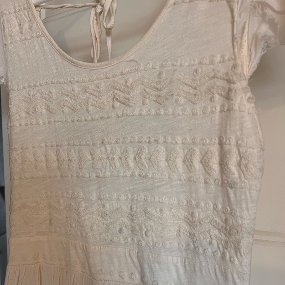 Free People Sound of The Sea Mini Dress Embroidered Ivory Tiered XS Gently Used - Picture 2 of 5